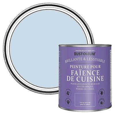 Rust-Oleum Peinture Bleue Résistante à l'eau pour Faïence de Cuisine, Finition Brillante - Ciel Bleu 750ml