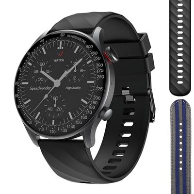 W Wonder - Montre Connectée Homme Femme – Écran HD 1,39", 2 Bracelets Inclus, SmartWatch,Android/iOS, Suivi Santé, Montre Sport (Cardio, Sommeil, SpO2, Stress), Podomètre, Appli CO-FIT, Etanche IP67