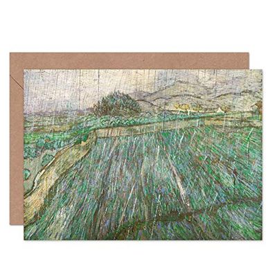 Artery8 Vincent Van Gogh Dutch Rain Fine Art Greeting Card Plus Envelope Blank Inside