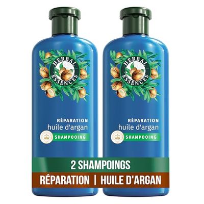 Herbal Essences Réparation Shampoing Huile d'Argan 2x250ml Cheveux Abîmés, Nutrition Intense pour une Chevelure Douce et Lisse, Ingrédients d'Origine Naturelle, Sans Silicone, Végan