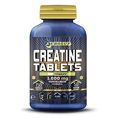 EUROSUP CREA TAB - 150 compresse da 1000 mg - Purissima creatina monoidrato Creapure® - Prestazioni sportive ad alta intensità - Vegan