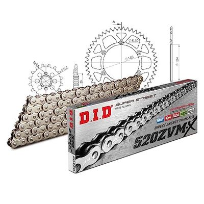 Kettingset DID Alu 520ZVM-X / 110 klinknagel slot zwart voor Kawasaki KLX R 650 cc Bj. 1993-1996