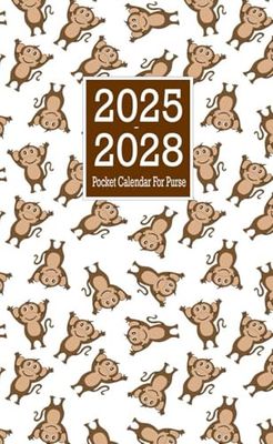 Pocket Calendar 2025-2028: Four Years - January 2025 Through December 2028 With Inspirational Quotes & Holidays / Small Size 4 x 6.5 / Monkey Design
