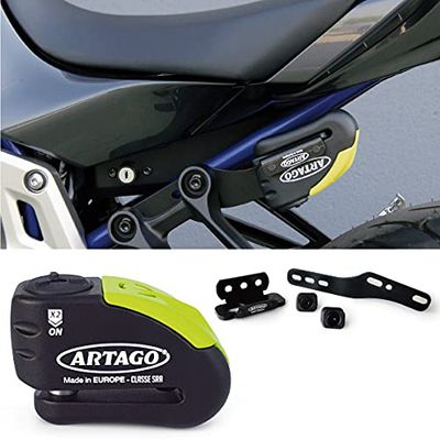 Artago 30 x 2 Pack cadeado antirroubo disco com alarme 120 db alta segurança suporte para Yamaha MT-07 e Tracer 700, homologado SRA e Sold Secure Gold