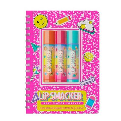 Lip Smacker, Back to School Collection, Spiral Notebook Lip Balm Trio, Set de 3 Bálsamos Labiales con un Bonito Cuaderno, Bálsamos Labiales Divertidos para Niñas y Niños, Rosa