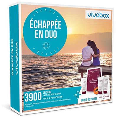 Vivabox - Coffret cadeau couple - ECHAPPÉE EN DUO - 1280 week-ends romantiques +1 kit de voyage