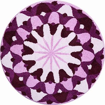 Grund Bath Mat, Ultra Soft and Absorbent, Anti Slip, 5 Years Warranty, KNOWLEDGE, Mandala 80 cm Round, Purple