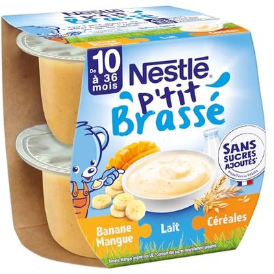 Nestlé Bébé P'tit Brassé 3 en 1 Banane Mangue - dès 10 mois - 2x115g