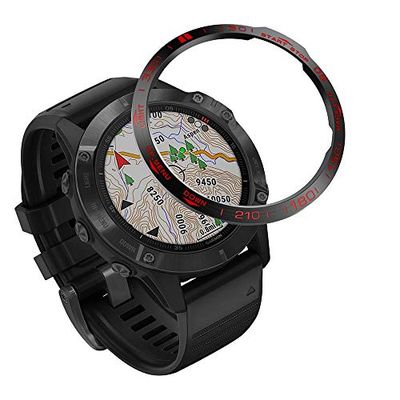 AISPORTS Bezel Styling Compatibel voor Garmin Fenix 6/Fenix 6 Pro Bezel Ring Zelfklevende Cover Anti kras Bescherming Rvs Metalen Bezel Loop Dial Beschermhoes Cover voor Fenix 6/Fenix 6 Pro