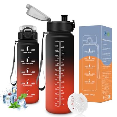 Vikaster Fitness drickflaska, vattenflaska 1 500 ml, stor drickflaska, kolsyra, lämplig för drickflaska, läckagesäker, sportflaska för fitness, utomhus