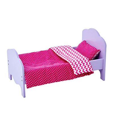 Olivia's Little World Petite Princesse Lit de poupée 45 cm Violet et Linge Chevron Moderne TD-11929-1G