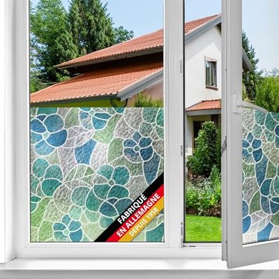 d-c-fix film fenêtre anti regard autocollant Lisboa Bleu 45 cm x 2 m - opaque adhésif et décoratif brise-vue cache occultant pour vitre, vitrage, douche