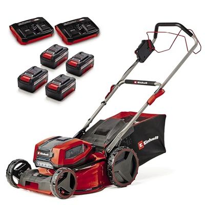 Einhell tosaerba GP-CM 36/47 S Li BL Kit Power X-Change (36 V, larghezza di taglio 47 cm, fino a 700 m², Brushless, cesto da 65 litri, ruota motrice, incl. 4 batt. da 4,0 Ah + 2 Twincharger)