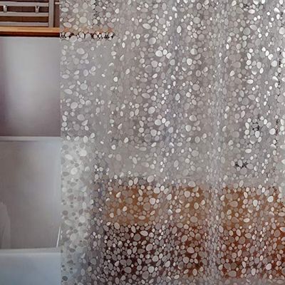 Doublure de rideau de douche imperméable en EVA de 8 g d'épaisseur avec 3 aimants inférieurs très résistants, doublure de douche pour cabine de douche, baignoires, motif galets 3D, 183 x 183 cm, 12