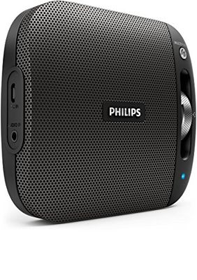 Philips BT2600B Enceinte Bluetooth Portable Résistante aux Eclaboussures, Filtre Anti Distorsion, Facile à Utiliser, Noir