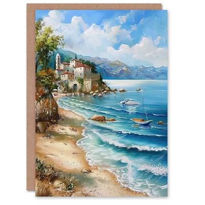 Artery8 Seaside Beach Scene Coastal Landscape Painting Greeting Birthday Card Him Her All Blank
