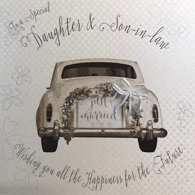 White Cotton Cards & "Daughter Son in Law", handgemaakt