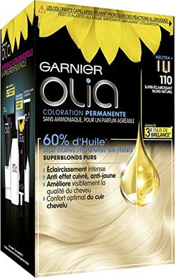 Garnier Coloration Permanente - Sans Ammoniaque - Aux Huiles Naturelles de Fleurs - Superblonds Purs - Blond Naturel (110) - Olia