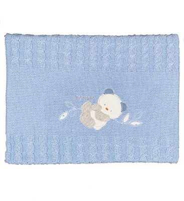 Andy & Helen 2/558cd03 c Couverture Berceau Brodé Fil Coton, Bleu Ciel
