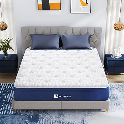 Avenco Materac 135 × 190 h3, wysokość 18 cm, bambusowy węgiel drzewny piankowy materac ze sprężynami kieszeniowymi, wysoka amortyzacja wsteczna, absorpcja wilgoci i transpiracja, certyfikat Öko-Tex,