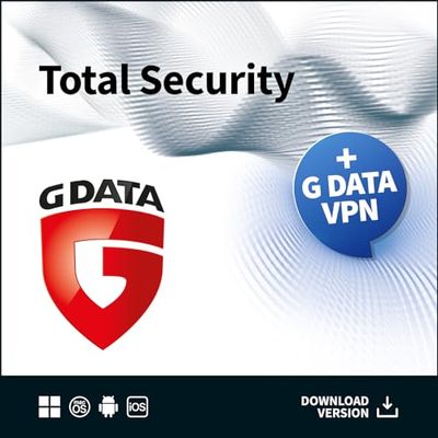 G DATA Total Security 2024 + VPN | 3 dispositivos | 1 año | antivirus con VPN, gestor de contraseñas | PC/Mac/Android/iOS | futuras actualizaciones incluidas | código por correo electrónico