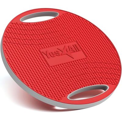 Yes4All D25M Wiebble balansbord van kunststof, 40 cm, opbouwbalansbord om te staan, core training, gym home workout (rood/grijs), Candy Apple