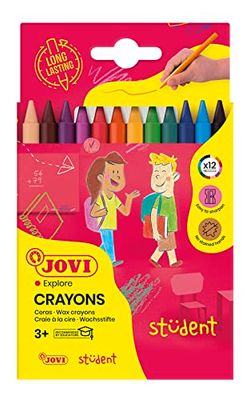 Jovi - Kleurpotloden Student, Doos met 12 plastic kleurpotloden, Diverse kleuren, Ideaal vanaf 3 jaar, Bestendig en hoogwaardig, Glutenvrij (913)
