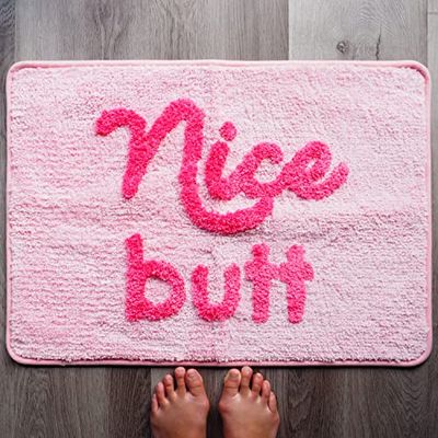 Evovee Tappetino da bagno con scritta Nice Butt Pink Bum Funny Cute Bathroom Rugs Peeach Blush Tappeto Doccia Divertente Decorazione per il Bagno per Ragazze Divertente Simpatico Tappetino da Bagno