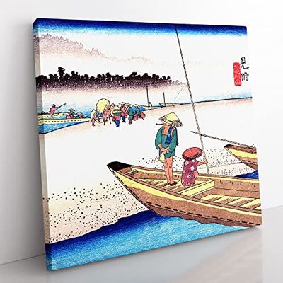 Mitsukei Tenryugawa by Utagawa Hiroshige Asian Japanese Canvas Wall Art Print Ready to Hang, Framed Picture for Living Room Bedroom Home Office Décor, 50x50 cm (20x20 Inch)