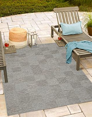 Mia's tapijten Adora - modern tapijt, boho-stijl, geschikt voor binnen en buiten, bijzonder vlak, ideaal voor keuken en eetkamer, maar ook voor balkon of terras, design 4, 957-grijs-beige, 120x160cm