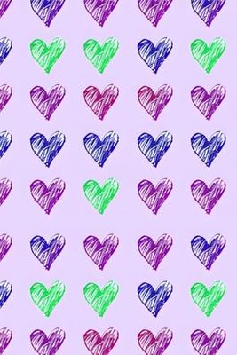 Lined Notebook with Crayon-Like Hearts – 120 Pages, Glossy Finish, Lilac Background: Bright & Playful Design – Perfect for Notes, Journaling, and Creative Writing