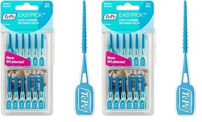 TEPE Palillos Interdentales Easypick/palillos De Limpieza Interproximal, Para Espacios Medianos A Grandes, Tamaño M/l/Es En Un Práctico Estuche De Viaje, Color Turquesa, 60 Unidad (Paquete de 2)