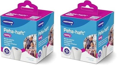 Peha-haft Easy Venda Cohesiva Elástica, Fácil de Cortar sin Necesidad de Tijeras, 6 cm x 4 m (Paquete de 2)