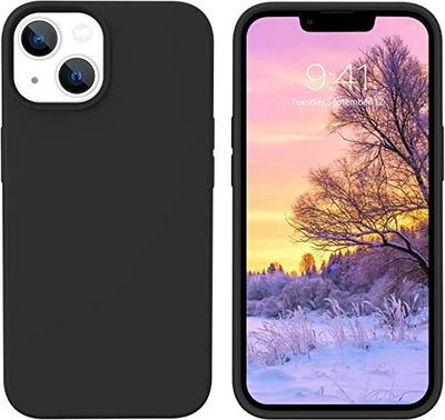 Silicone Protective Case, Screen Protector 6.1 Inches, Full Body Camera Protective Case, Shockproof Mobile Phone Case, Graphite Black