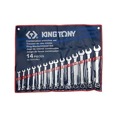 KING TONY 1214SR01 kombinationsnyckelset, 3/8 tum - 1-1/4", 14 delar