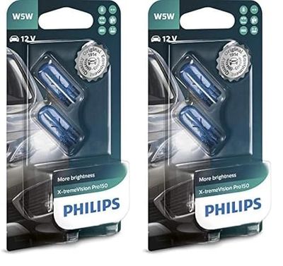 Philips X-tremeVision Pro150 W5W lampe de signalisation, blister de 2 Blanc (Lot de 2)