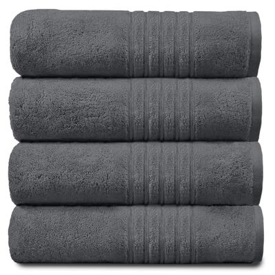 GC GAVENO CAVAILIA Toalla de baño Jumbo de 450 g/m², 100% algodón Egipcio, Color carbón, Paquete de 4 Toallas de Mano