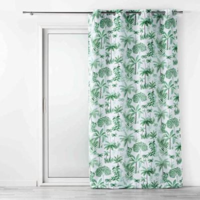 Douceur d'Intérieur, Rideau à Oeillets (140 x 260 cm) Amazonia Vert, Polyester Imprimé