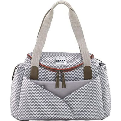 BÉABA, Sac avec Grand espace à langer cocoon Sydney II, Modulable, Grande contenance, Rangements multiples, Pochette repas isotherme, Système attache poussettes, Anses transport, Gris corail