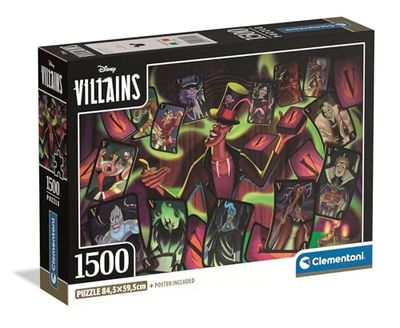 Clementoni - Puzzle pour Adultes 1500 Pièces, Disney Villains Compact Box, Fabriqué en Italie, 31744
