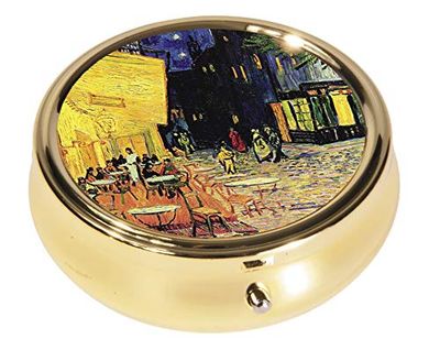 Van Gogh Boîte à pilules Ronde en métal pour comprimés *Cafe à la Nuit *