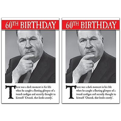 Emotional Rescue 60th Birthday, Greetings Card, Funny Birthday Card For Him,Black & White (Pack of 2)
