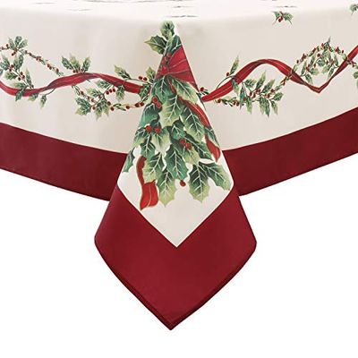 Wewoch Nappe décorative imperméable et résistante aux Taches avec imprimé Feuilles d'arbre de Noël - Convient pour Les Vacances, la Salle à Manger, Les fêtes (152,4 x 213,4 cm)