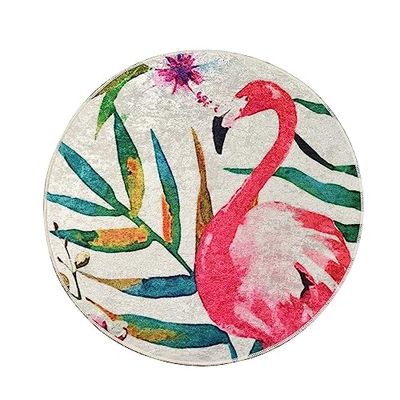 Tapis de bain rond avec flamant rose