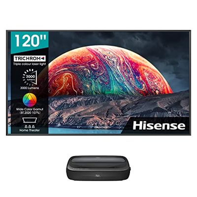 Hisense 120" Laser TV 4K 120L9G-A12, Schermo anti-riflesso ALR, 2800 lumen, HDR10, Smart TV VIDAA 4.0, Dolby Atmos, Alexa Integrata, DVB-T2/S2 HEVC 10, tivùsat 4K