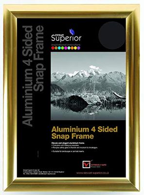 Stewart Superior - Marco de fotos (A2, aluminio, 4 caras, 25 mm, carga frontal, acabado dorado pulido)
