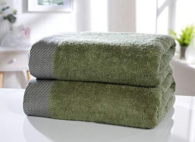 Rapport Tidal-Set di Lenzuola da Bagno, 2 Pezzi, Colore: Salvia, Cotone, 2pc