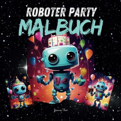 Roboter Party Malbuch: 50 hochwertige Malvorlagen für intergalaktischen Spaß, das perfekte Geschenk für Jungs und Mädchen