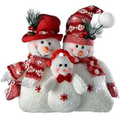 WeRChristmas Bonhomme de Neige Famille Décoration de Noël 27 cm Rouge/Blanc
