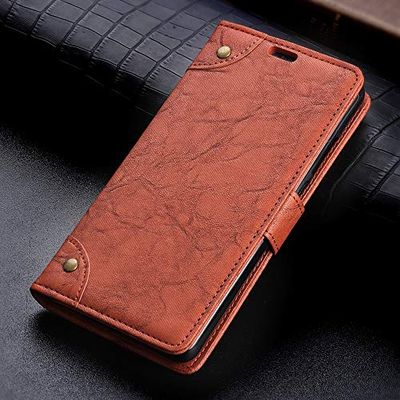 Carcasa de telefono Copper Buckle Retro Crazy Horse Texture Horizontal Flip Funda de Cuero for Galaxy A8 + (2018), con Soporte y Ranuras for Tarjetas y Billetera (Negro) (Color : Marrón)